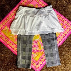 Athleta skort with capris xs new ball pocket white skirt black Capri